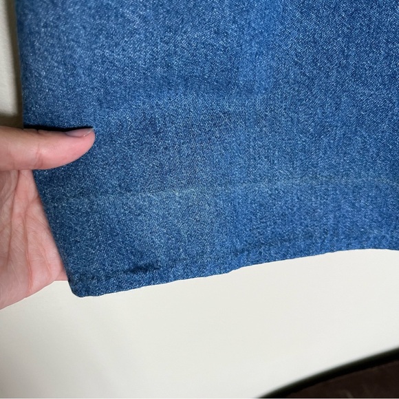 Vintage Embroidered Denim Floral Button Down Tie Back 90s Maxi Dress Size 1X - Picture 12 of 14